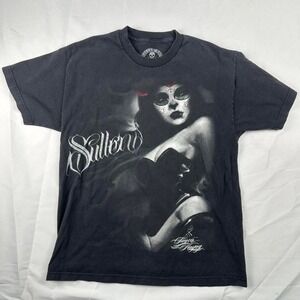 Sullen Black and white graphic tee skull cross bone Size Large